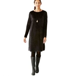 J. Jill Pure Jill Dress Women's Black 3X Velour Lagenlook Minimalistic Midi